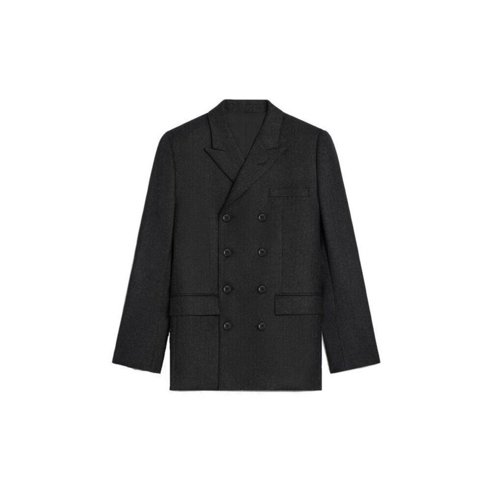 Celine Wool Blazer with Notched Lapels Men Gray Jackets